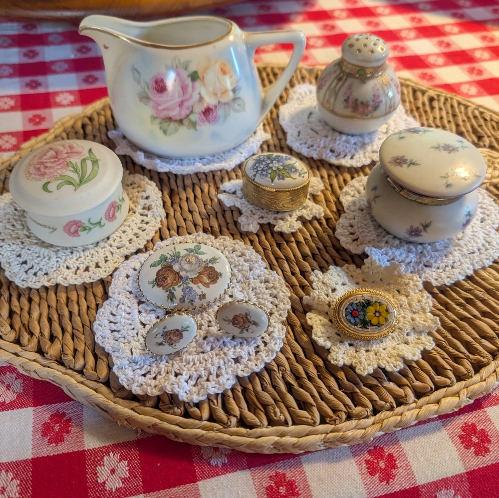 Antique Lot Of Beautiful Floral Heaven - Picture 16 of 17